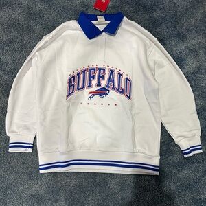 NFL Buffalo White and Blue Women's Crew Neck Sweater